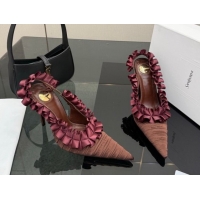 Grade Quality Saint Laurent MADELEINE Slingbacks Pump 10.5cm in Silk Taffeta Brown/Purple 2026 867272