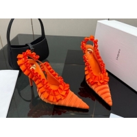 Stylish Saint Laurent MADELEINE Slingbacks Pump 10.5cm in Silk Taffeta Orange 2026 867272