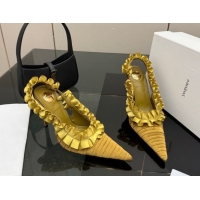Sumptuous Saint Laurent MADELEINE Slingbacks Pump 10.5cm in Silk Taffeta Yellow 2026 867272