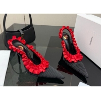 Purchase Saint Laurent MADELEINE Slingbacks Pump 10.5cm in Silk Taffeta Black/Red 2026 867272