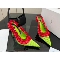 Perfect Saint Laurent MADELEINE Slingbacks Pump 10.5cm in Silk Taffeta Green/Red 2026 867272