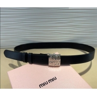 Well Crafted Miu Miu Calfskin Belt 3cm with Logo Band Buckle MM102201 Black/Silver 2024
