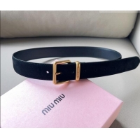 Well Crafted Miu Miu Suede Belt 3.4cm with Pin Buckle MM102202 Black 2024