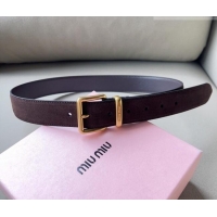 New Design Miu Miu Suede Belt 3.4cm with Pin Buckle MM102202 Brown 2024