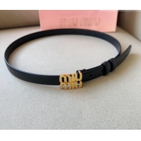 Good Looking Miu Miu Calfskin Leather Belt 2cm with Miu Buckle 1127 Black 2024