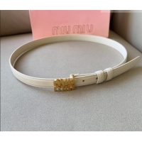 Grade Design Miu Miu Calfskin Leather Belt 2cm with Miu Buckle 1127 White 2024