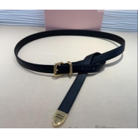 Traditional Specials Miu Miu Soft Calfskin Belt 2cm with Pin Buckle 0317 Black 2025