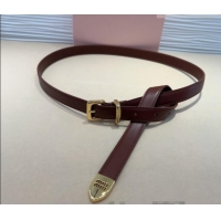 Traditional Specials Miu Miu Soft Calfskin Belt 2cm with Pin Buckle 0317 Dark Burgundy 2025