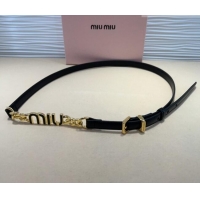 Best Quality Miu Miu Letters Charm Chain Leather Belt 1.5cm 0317 Black 2025