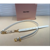Buy Fashionable Miu Miu Letters Charm Chain Leather Belt 1.5cm 0317 White 2025