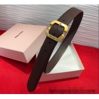 Trendy Design Miu Miu Supple Calfskin Belt 3.4cm with Gold-Tone Square Buckle 2012025 Fondant Brown 2025
