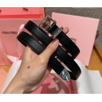 Grade Quality Miu Miu Women's Leather Belt 2cm 0617 Black/Silver 2025