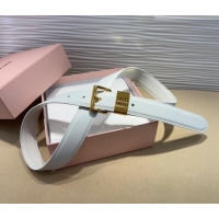 Well Crafted Miu Miu Leather Belt 3cm with Pin Buckle MM20250725 White 2025
