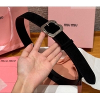 Market Sells Miu Miu Belt 3.5cm in Suede and Calfskin Leather MM26010401 Black/Silver 2025