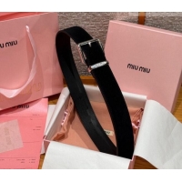 Good Taste Miu Miu Belt 3.5cm in Suede and Calfskin Leather MM26010402 Black/Silver 2025
