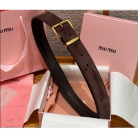 Top Quality Miu Miu Belt 3.5cm in Suede and Calfskin Leather MM26010402 Dark Brown/Gold 2025