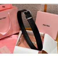 Best Quality Miu Miu Belt 3.5cm in Patent Calfskin Leather MM26010402 Black/Silver 2025
