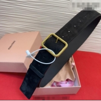 Modern Classic Miu Miu Wide Belt 5cm in Suede and Calfskin Leather MM26010403 Black 2025