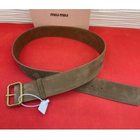 Market Sells Miu Miu Wide Belt 5cm in Suede and Calfskin Leather MM26010403 Beige 2025