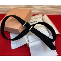 Well Crafted Miu Miu Woven Suede Belt 3cm with Pin Buckle MM031701 Black 2026