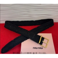 Trendy Design Miu Miu Woven Suede Belt 4.5cm with Pin Buckle MM031701 Black 2026