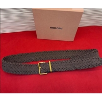 Grade Quality Miu Miu Woven Suede Belt 4.5cm with Pin Buckle MM031701 Dark Brown 2026