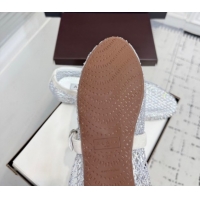 Pretty Style Alaia Ballet Flats in Fishnet and Suede with Strass White AL020702