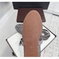 Perfect Alaia Ballet Flats in Fishnet and Suede with Strass Grey AL020702