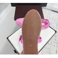 Best Grade Alaia Ballet Flats in Fishnet and Suede with Strass Pink AL020702
