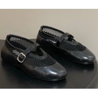 Top Design Alaia Ballets Flat in Fishnet & Rubber Overshoes Black AL020704
