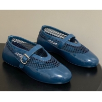 Best Product Alaia Ballets Flat in Fishnet & Rubber Overshoes Blue 2025 AL020704