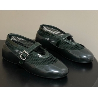 Buy Luxury Alaia Ballets Flat in Fishnet & Rubber Overshoes Green 2025 AL020704