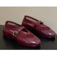 Unique Style Alaia Ballets Flat in Fishnet & Rubber Overshoes Burgundy 2025 AL020704