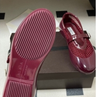 Unique Style Alaia Ballets Flat in Fishnet & Rubber Overshoes Burgundy 2025 AL020704