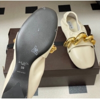 Popular Style Alaia Jewel Slippers Flat in Leather White 2026 AL020705