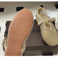Unique Style Alaia Ballet Flats in Fishnet and Suede with Strass Taupe AL020702