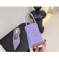 Perfect Alaia Cube Wedge Slingbacks Pump 7.5cm in Suede Purple 2026 AL020707