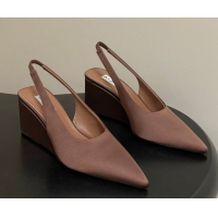 Stylish Alaia Cube Wedge Slingbacks Pump 7.5cm in Satin Brown 2026 AL020707