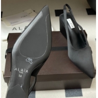 Grade Quality Alaia Cube Wedge Slingbacks Pump 7.5cm in Satin Black 2026 AL020707