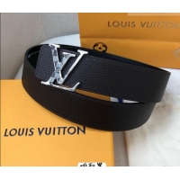 Top Design Louis Vuitton Grained Calfskin Belt 4cm 1127 Coffee Brown/Black 2024