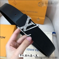 Best Grade Louis Vuitton Grained and Smooth Calfskin Belt 4cm 1127 Black 2024