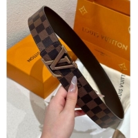 Well Crafted Louis Vuitton Men's Belt 4cm with Metal-Tone Epi LV Buckle Damier Ebene Canvas LV011001 2025