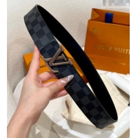 Trendy Design Louis Vuitton Men's Belt 4cm with Metal-Tone Epi LV Buckle Black Damier Canvas LV011001 2025