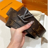 Reasonable Price Louis Vuitton Men's Belt 4cm with Metal-Tone Epi LV Buckle Brown Monogram Canvas LV011001 2025