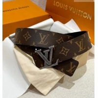 Reasonable Price Louis Vuitton Men's Belt 4cm with Metal-Tone Epi LV Buckle Brown Monogram Canvas LV011001 2025