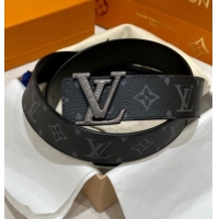 Top Design Louis Vuitton Men's Belt 4cm with Metal-Tone Epi LV Buckle Black Monogram Canvas LV011001 2025