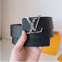 Well Crafted Louis Vuitton Men's Damier LV Belt 4cm with LV Buckle in Calfskin Leather LV011002 Black/Silver 2025