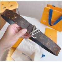 Market Sells Louis Vuitton Men's Monogram Canvas Belt 4cm with Silver LV Buckle Black Leather LV011003 2025