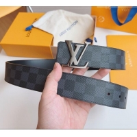 Best Product Louis Vuitton Men's Black Damier Canvas Belt 4cm with Gunmetal LV Buckle LV011003 2025