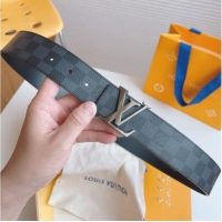 Best Product Louis Vuitton Men's Black Damier Canvas Belt 4cm with Gunmetal LV Buckle LV011003 2025